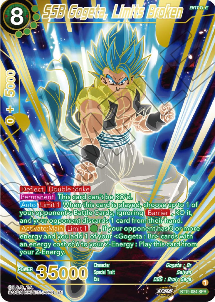 SSB Gogeta, Limits Broken (SPR) (BT19-084) [Fighter's Ambition] – Odin's  Place