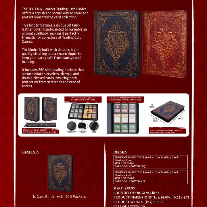 QMDirect TCG Faux-Leather Trading Card Binder - Blue | Dragon's Lair Comics and Fantasy Houston TX