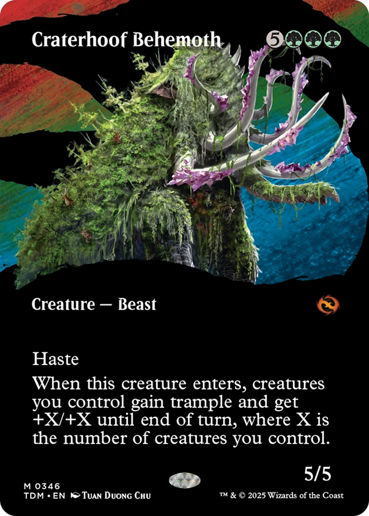Craterhoof Behemoth (Borderless) [Tarkir: Dragonstorm] | Dragon's Lair Comics and Fantasy Houston TX