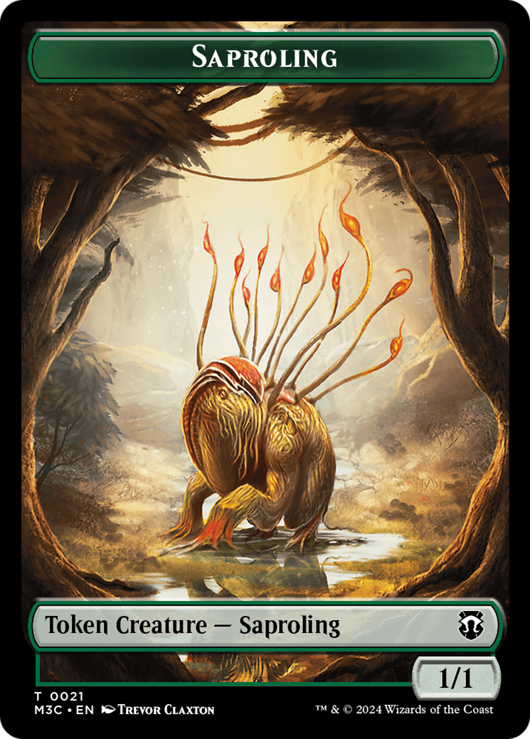 Tarmogoyf (Ripple Foil) // Saproling Double-Sided Token [Modern Horizons 3 Commander Tokens] | Dragon's Lair Comics and Fantasy Houston TX