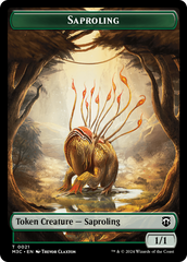 Tarmogoyf (Ripple Foil) // Saproling Double-Sided Token [Modern Horizons 3 Commander Tokens] | Dragon's Lair Comics and Fantasy Houston TX