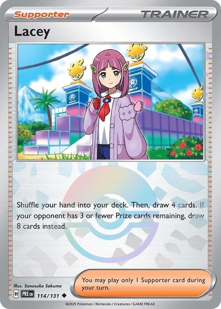 Lacey (114/131) (Poke Ball Pattern) [Scarlet & Violet: Prismatic Evolutions] | Dragon's Lair Comics and Fantasy Houston TX