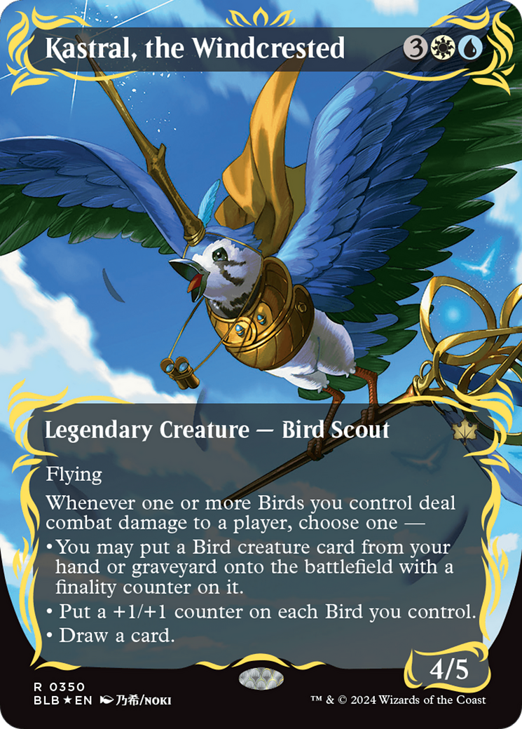 Kastral, the Windcrested (Borderless) (Raised Foil) [Bloomburrow] | Dragon's Lair Comics and Fantasy Houston TX