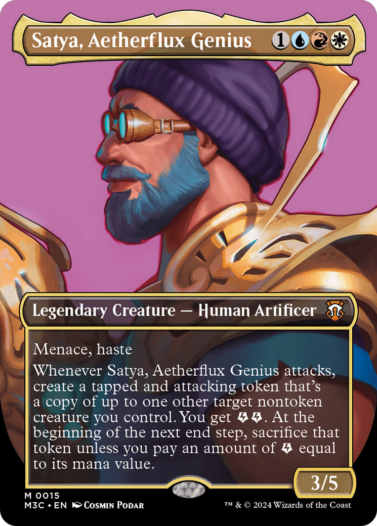 Satya, Aetherflux Genius (Borderless) (Ripple Foil) [Modern Horizons 3 Commander] | Dragon's Lair Comics and Fantasy Houston TX