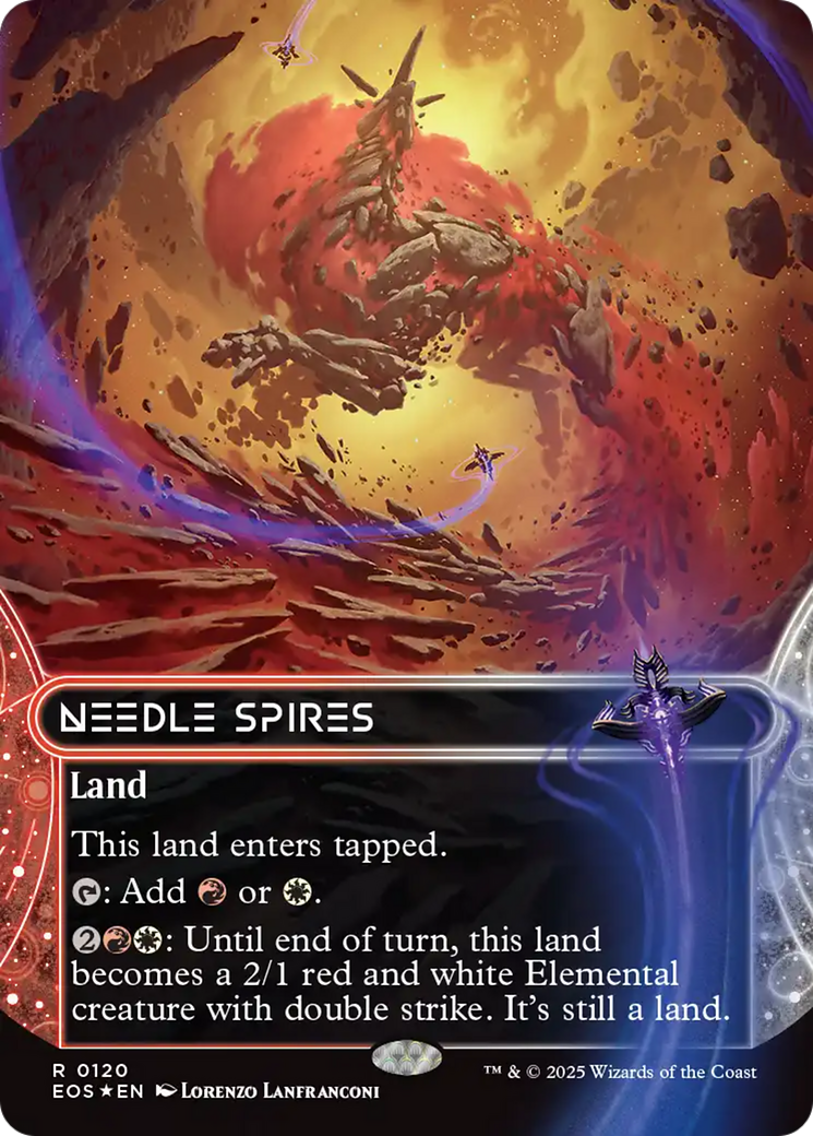 Needle Spires (0120) (Borderless) (Galaxy Foil) [Edge of Eternities: Stellar Sights] | Dragon's Lair Comics and Fantasy Houston TX