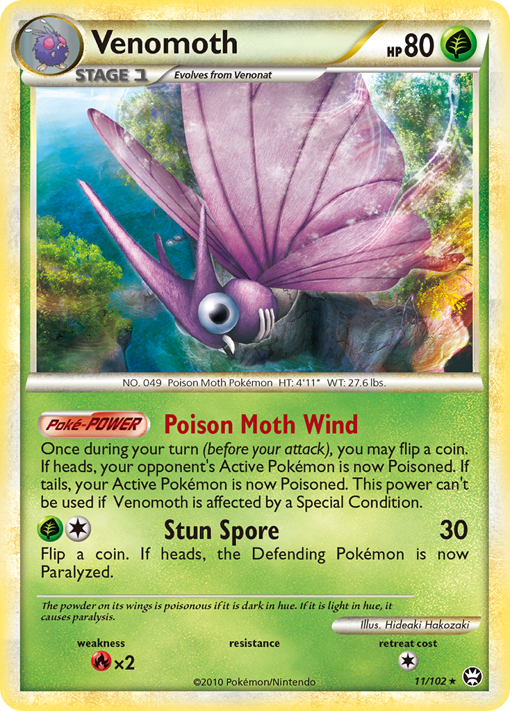 Venomoth (11/102) (Theme Deck Exclusive) [HeartGold & SoulSilver: Triumphant] | Odin's Place