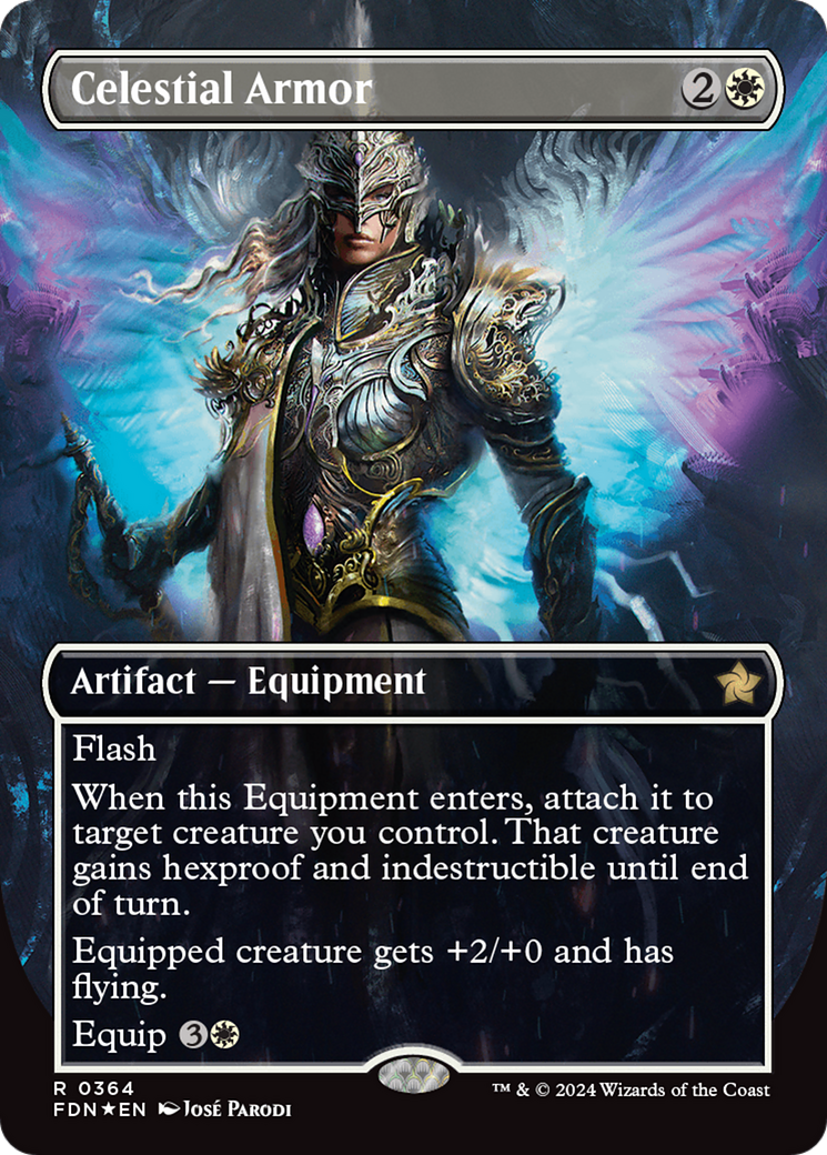Celestial Armor (Borderless) (Mana Foil) [Foundations] | Dragon's Lair Comics and Fantasy Houston TX