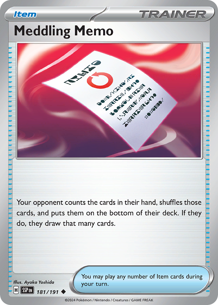 Meddling Memo (181/191) [Scarlet & Violet: Surging Sparks] | Odin's Place