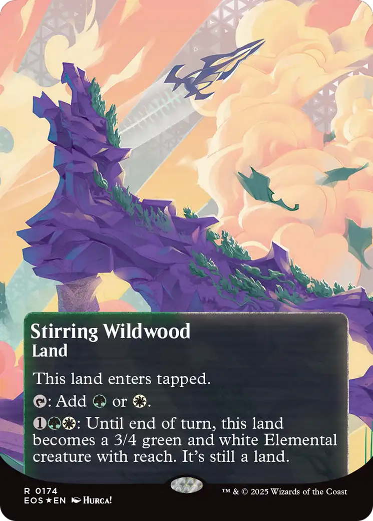 Stirring Wildwood (0174) (Borderless) (Galaxy Foil) [Edge of Eternities: Stellar Sights] | Dragon's Lair Comics and Fantasy Houston TX