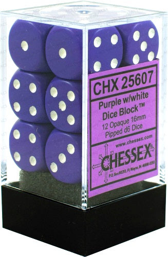 Opaque: 16mm D6 Purple/White (12) | Dragon's Lair Comics and Fantasy Houston TX