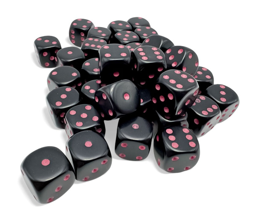 Opaque: 12mm d6 Black/pink Dice Block (36 dice) | Dragon's Lair Comics and Fantasy Houston TX