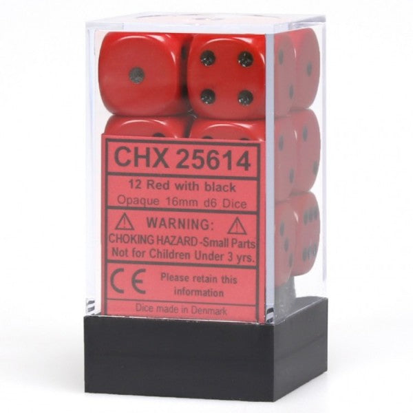 Opaque: 16mm D6 Red/Black (12) | Dragon's Lair Comics and Fantasy Houston TX