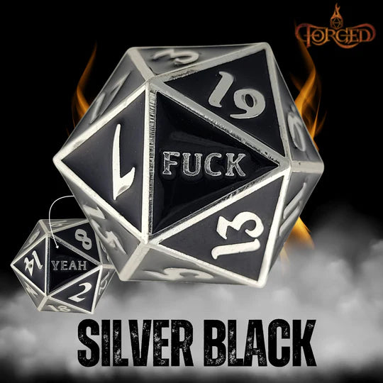 Forged Gaming: F*ck Yeah D20 Metal RPG Dice | Dragon's Lair Comics and Fantasy Houston TX
