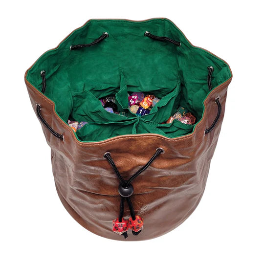 Forged Gaming Pouch of the Endless Hoard Dice Bag Brown with Green | Dragon's Lair Comics and Fantasy Houston TX
