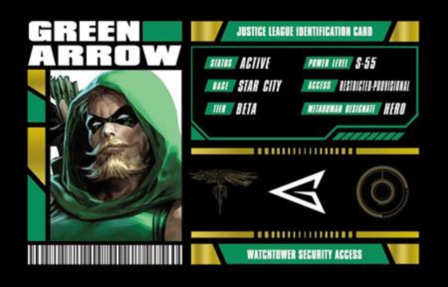 Green Arrow Justice League Membership Card Opt-In Bundles Of 25 (Free) | Dragon's Lair Comics and Fantasy Houston TX