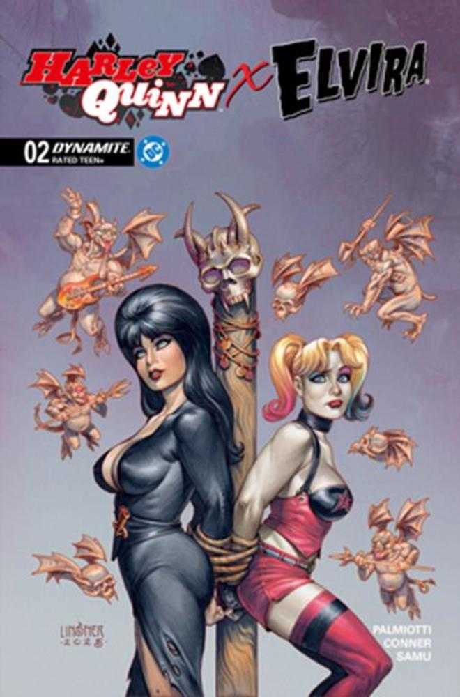 Harley Quinn X Elvira #2 Cover C Joseph Michael Linsner Variant | Dragon's Lair Comics and Fantasy Houston TX