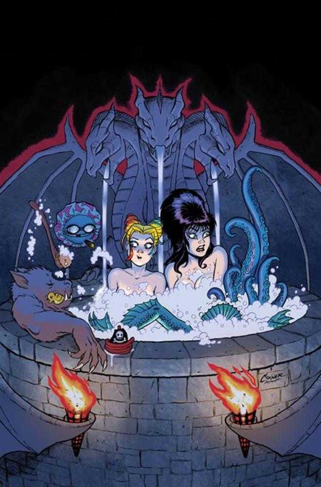 Harley Quinn X Elvira #4 Cover G Amanda Conner Hot Tub Limited Full Art Variant | Odin's Place