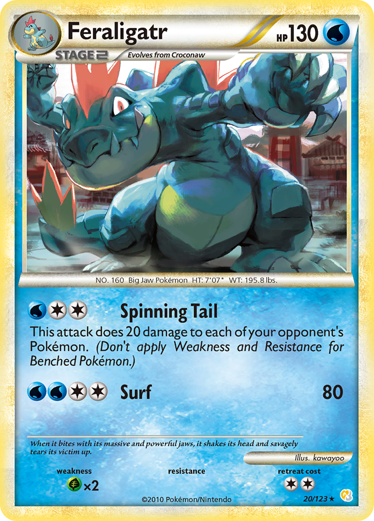 Feraligatr (20/123) (Theme Deck Exclusive) [HeartGold & SoulSilver: Base Set] | Odin's Place