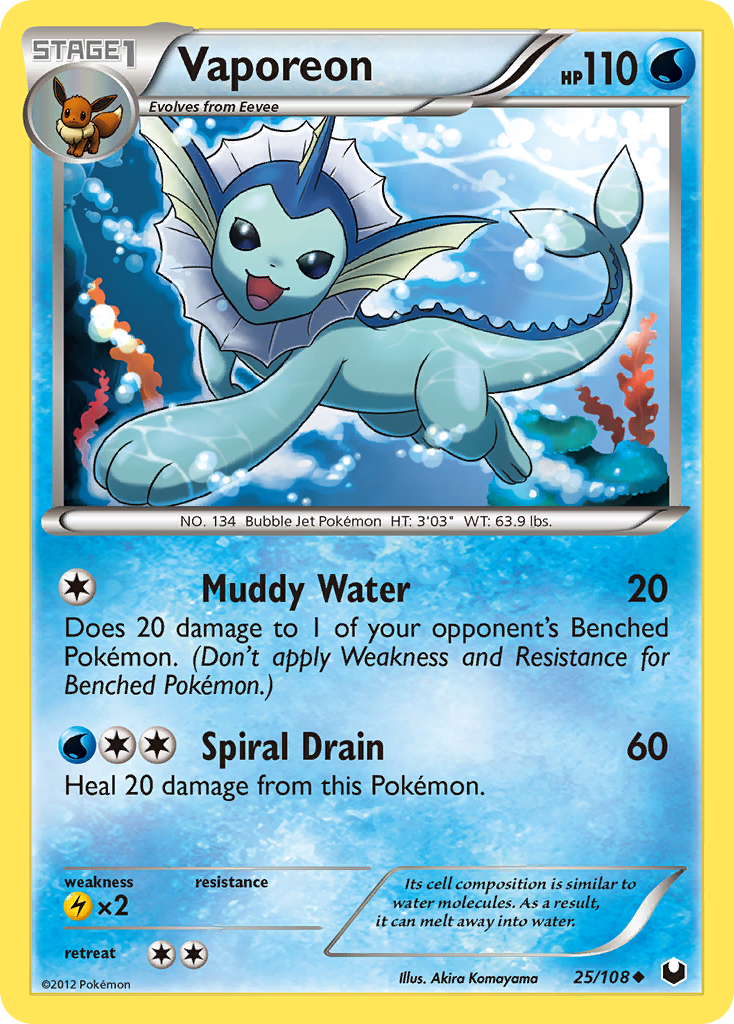 Vaporeon (25/108) (State Province Championship 2013 Promo) [Black & White: Dark Explorers] | Odin's Place