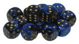 Chessex 26635 Gemini: 16mm d6 Block Black and Blue with Gold and Black | Dragon's Lair Comics and Fantasy Houston TX