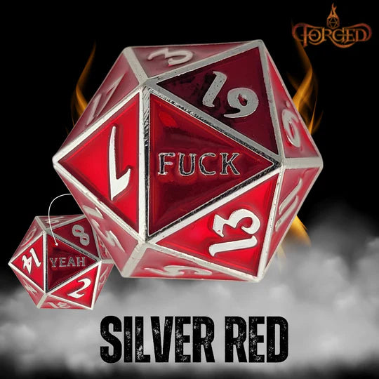 Forged Gaming: F*ck Yeah D20 Metal RPG Dice | Dragon's Lair Comics and Fantasy Houston TX