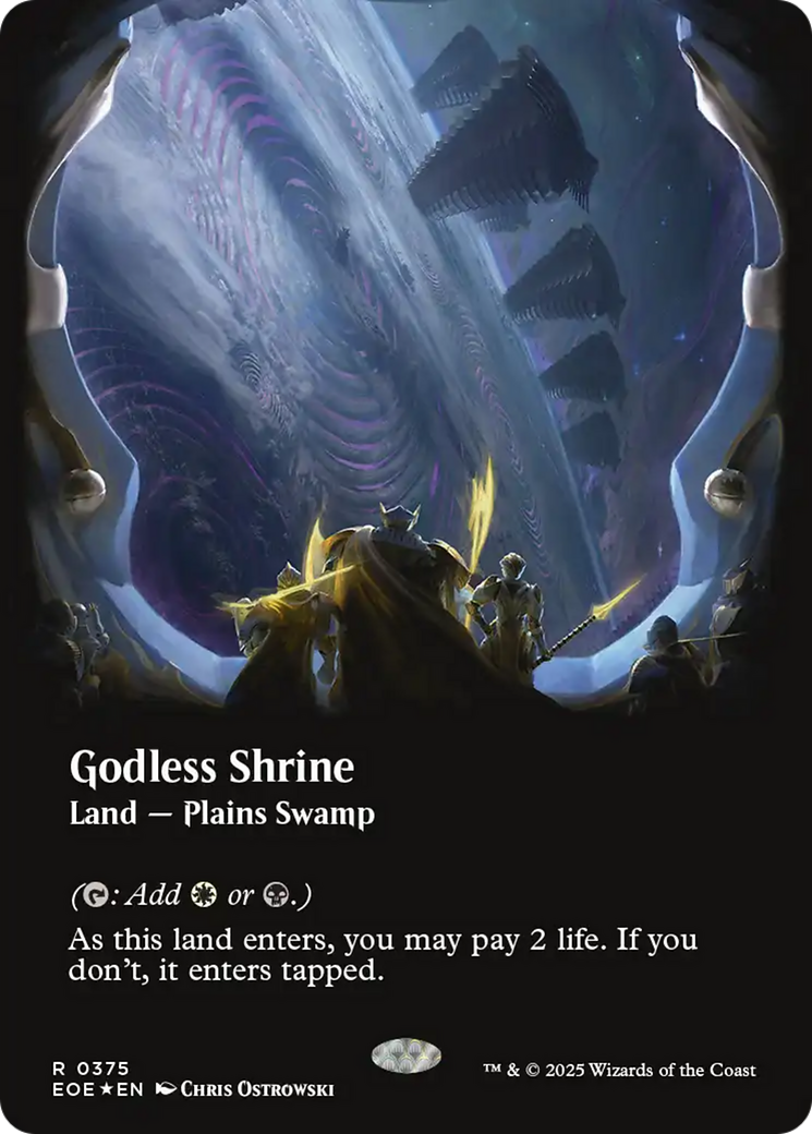Godless Shrine (Borderless) (Galaxy Foil) [Edge of Eternities] | Dragon's Lair Comics and Fantasy Houston TX
