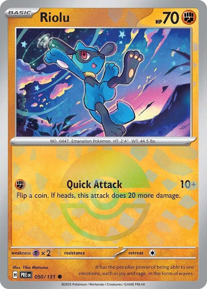 Riolu (050/131) (Poke Ball Pattern) [Scarlet & Violet: Prismatic Evolutions] | Dragon's Lair Comics and Fantasy Houston TX