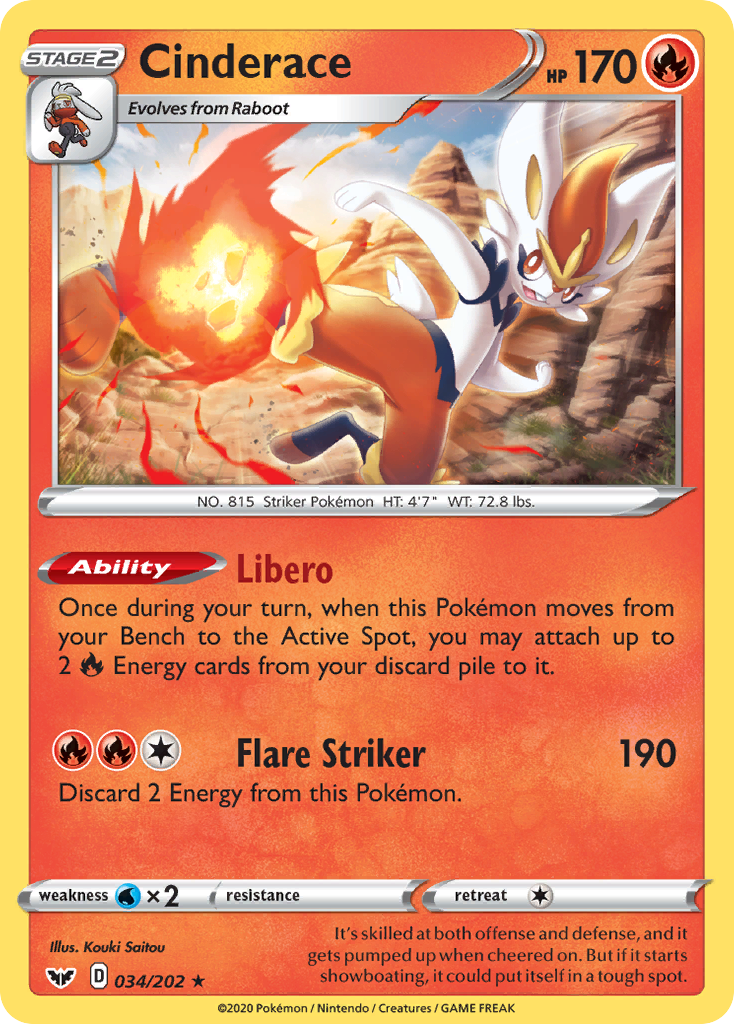 Cinderace (034/202) (League Promo) [Sword & Shield: Base Set] | Odin's Place