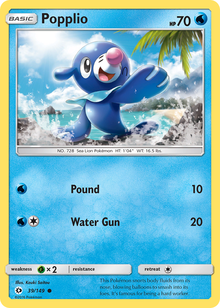 Popplio (39/149) (Cosmos Holo) [Sun & Moon: Base Set] | Odin's Place