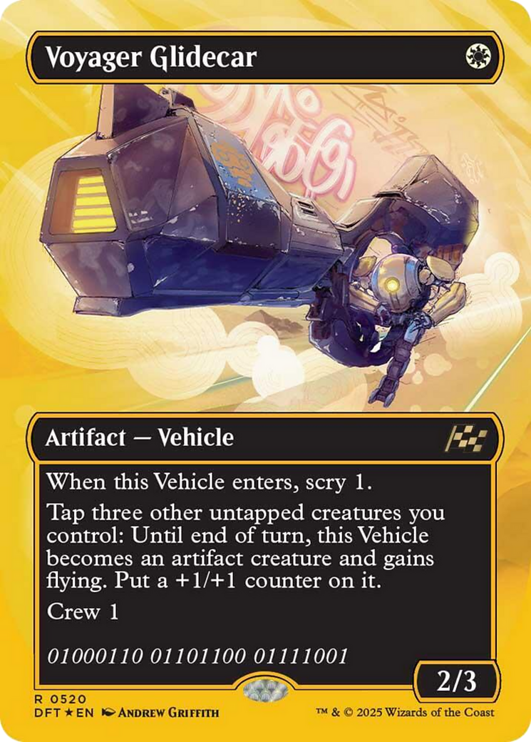 Voyager Glidecar (Borderless) (First-Place Foil) [Aetherdrift] | Dragon's Lair Comics and Fantasy Houston TX