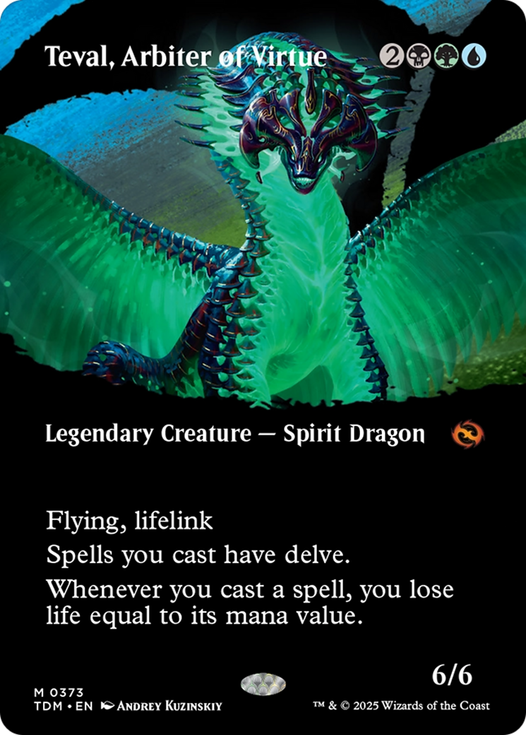 Teval, Arbiter of Virtue (Borderless) [Tarkir: Dragonstorm] | Dragon's Lair Comics and Fantasy Houston TX