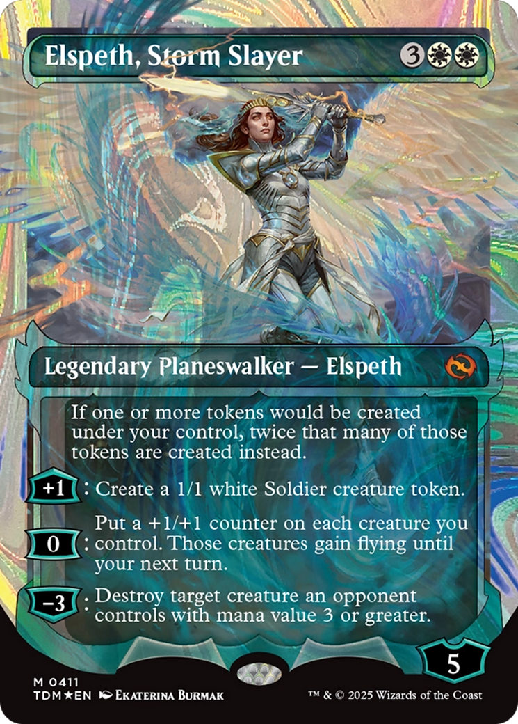 Elspeth, Storm Slayer (Showcase) (Halo Foil) [Tarkir: Dragonstorm] | Dragon's Lair Comics and Fantasy Houston TX