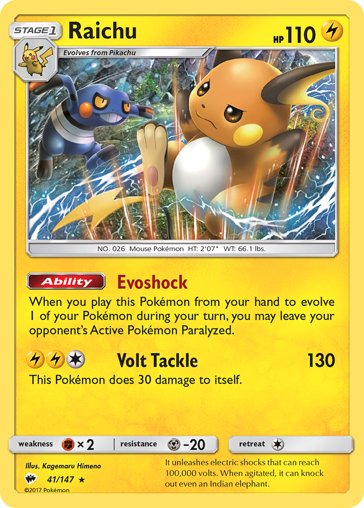 Raichu (41/147) (League Promo 3rd Place) [Sun & Moon: Burning Shadows] | Odin's Place