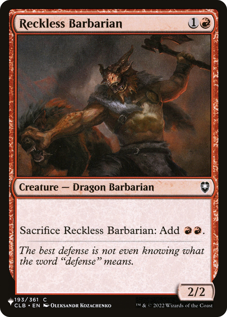 Reckless Barbarian [The List] | Dragon's Lair Comics and Fantasy Houston TX