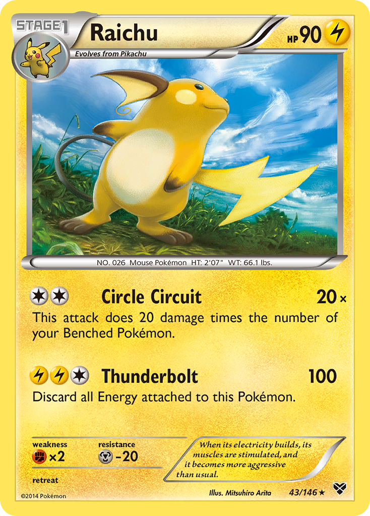 Raichu (43/146) (Battle Arena Deck Exclusive) (Theme Deck Exclusive) [XY: Base Set] | Odin's Place