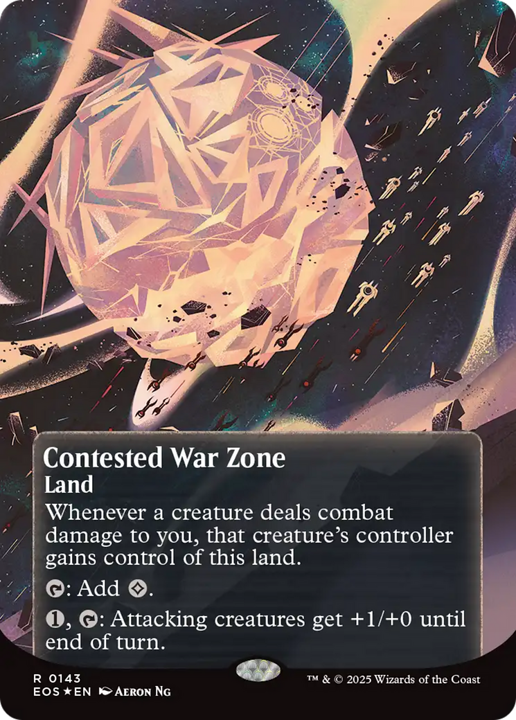 Contested War Zone (0143) (Borderless) (Galaxy Foil) [Edge of Eternities: Stellar Sights] | Dragon's Lair Comics and Fantasy Houston TX