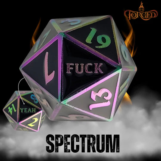 Forged Gaming: F*ck Yeah D20 Metal RPG Dice | Dragon's Lair Comics and Fantasy Houston TX