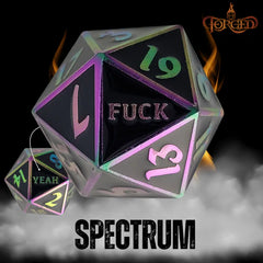 Forged Gaming: F*ck Yeah D20 Metal RPG Dice | Dragon's Lair Comics and Fantasy Houston TX