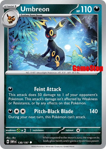 Umbreon (130/197) (GameStop Exclusive) [Scarlet & Violet: Black Star Promos] | Dragon's Lair Comics and Fantasy Houston TX