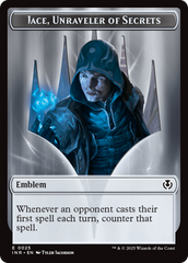 Human Wizard // Emblem - Jace, Unraveler of Secrets Double-Sided Token [Innistrad Remastered Tokens] | Dragon's Lair Comics and Fantasy Houston TX