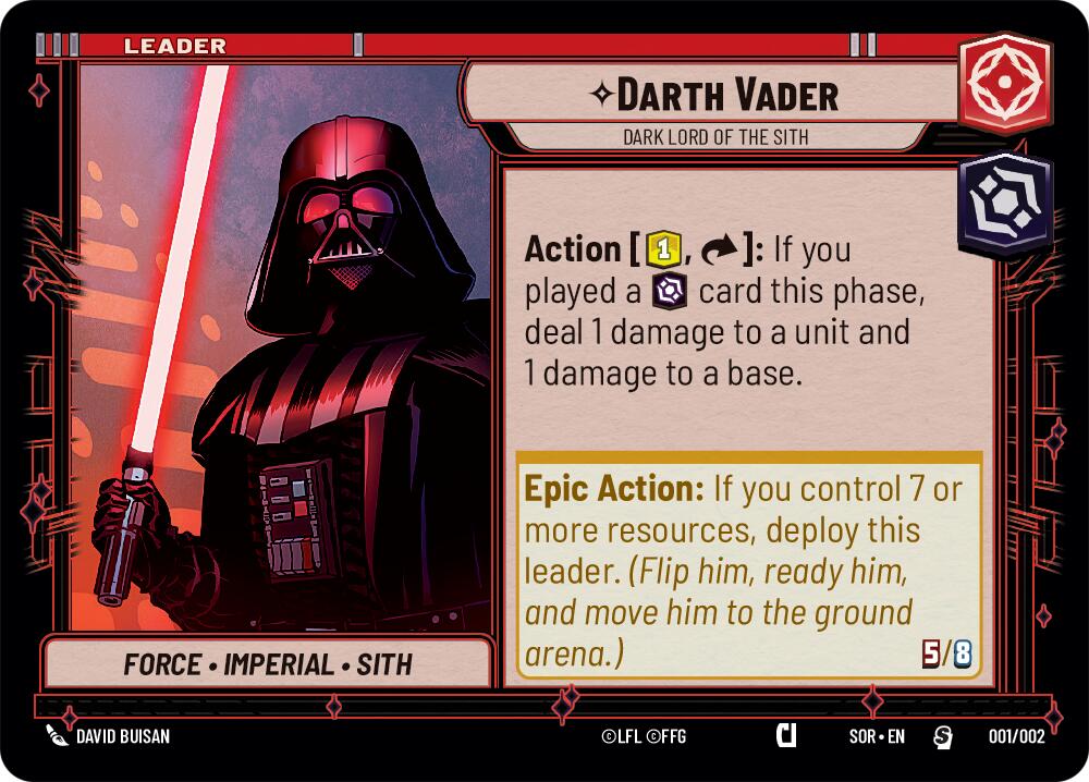 Darth Vader - Dark Lord of the Sith (001/002) (Prerelease Promo) (001/002) [Spark of Rebellion Promos] | Odin's Place