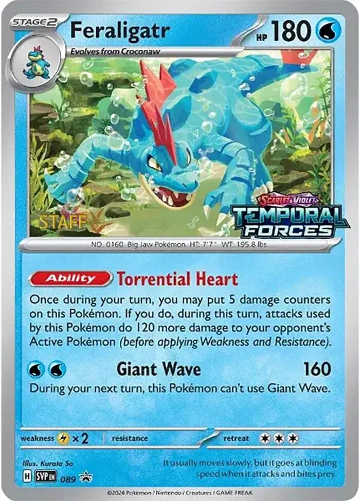 Feraligatr (089) (Staff Prerelease Promo) [Scarlet & Violet: Black Star Promos] | Dragon's Lair Comics and Fantasy Houston TX