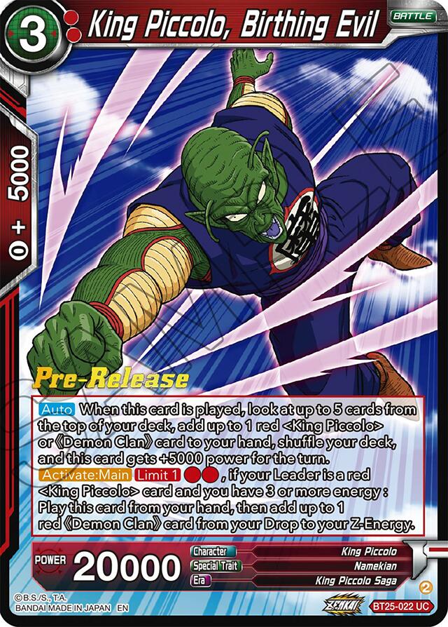 King Piccolo, Birthing Evil (BT25-022) [Legend of the Dragon Balls Prerelease Promos] | Dragon's Lair Comics and Fantasy Houston TX
