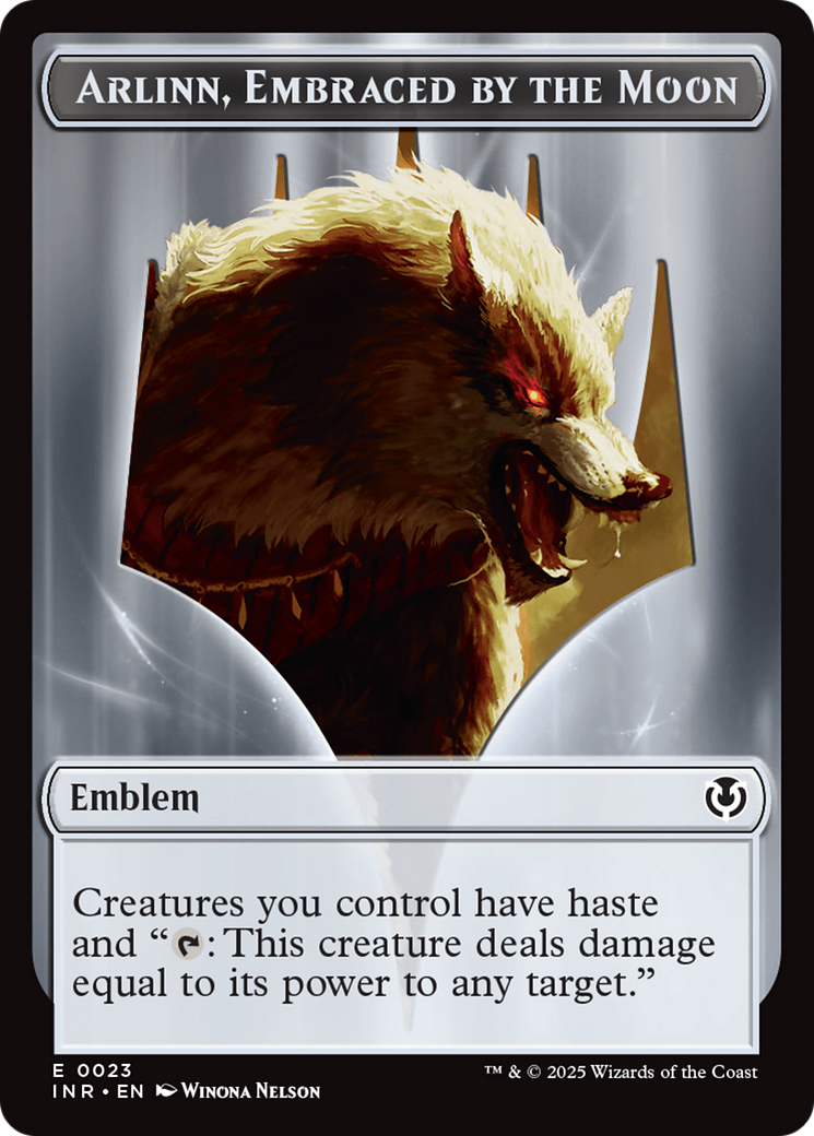 Wolf (0018) // Emblem - Arlinn, Embraces by the Moon Double-Sided Token [Innistrad Remastered Tokens] | Dragon's Lair Comics and Fantasy Houston TX