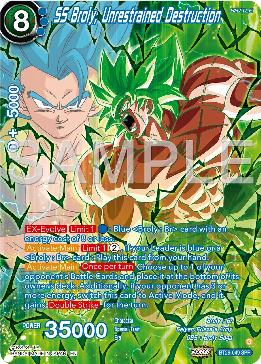 SS Broly, Unrestrained Destruction (SPR) (BT26-049) [Ultimate Advent] | Dragon's Lair Comics and Fantasy Houston TX