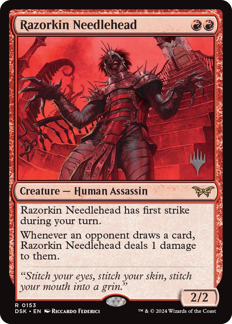 Razorkin Needlehead (Promo Pack) [Duskmourn: House of Horror Promos] | Dragon's Lair Comics and Fantasy Houston TX