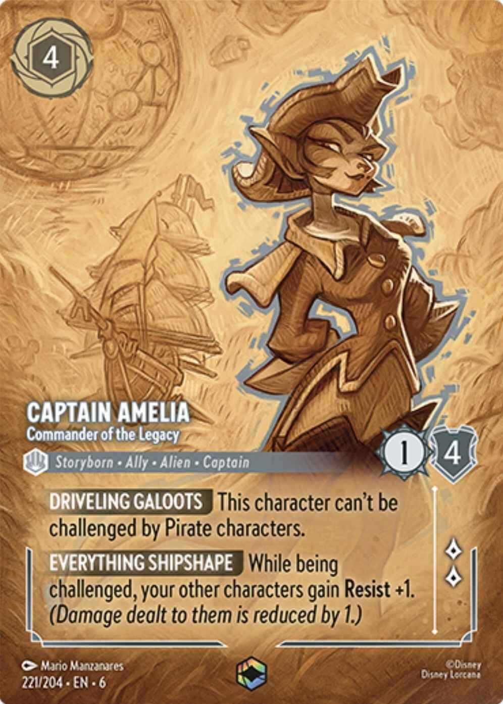 Captain Amelia - Commander of the Legacy (Enchanted) (221/204) [Azurite Sea] | Odin's Place