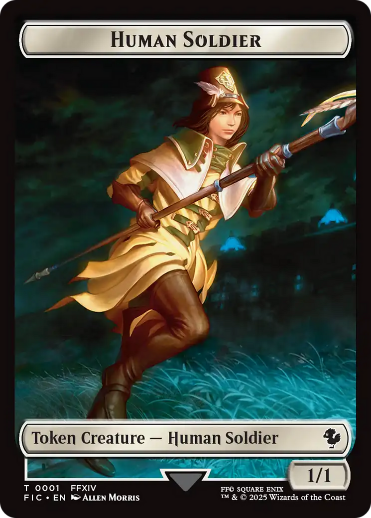 Human Soldier // Hero (0032) Double-Sided Token (Surge Foil) [FINAL FANTASY Commander Tokens] | Dragon's Lair Comics and Fantasy Houston TX