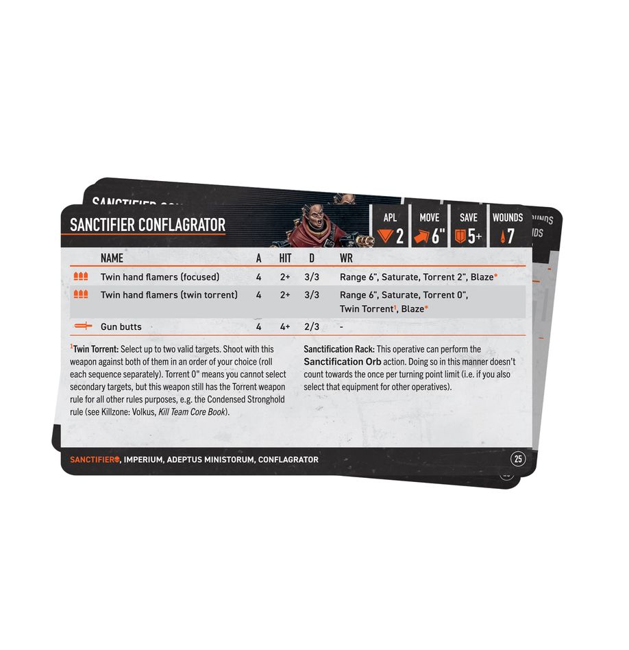 Warhammer Kill Team: Sanctifiers Datacards | Dragon's Lair Comics and Fantasy Houston TX