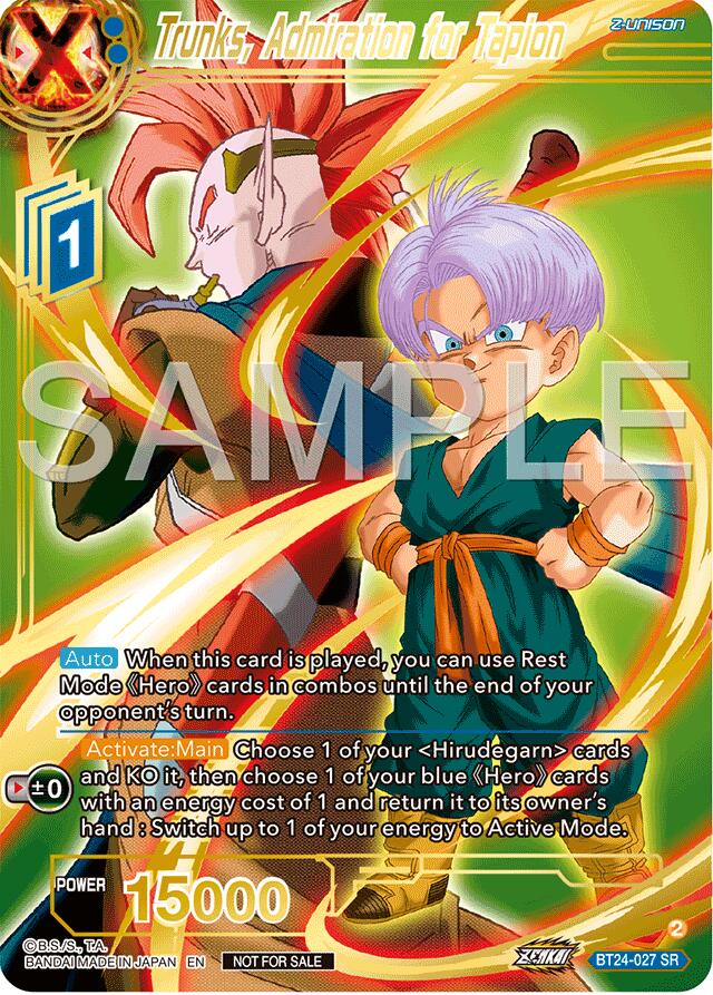 Trunks, Admiration for Tapion (Championship 2024 Finals Zenkai Pack) (Gold Stamped) (BT24-027) [Tournament Promotion Cards] | Dragon's Lair Comics and Fantasy Houston TX